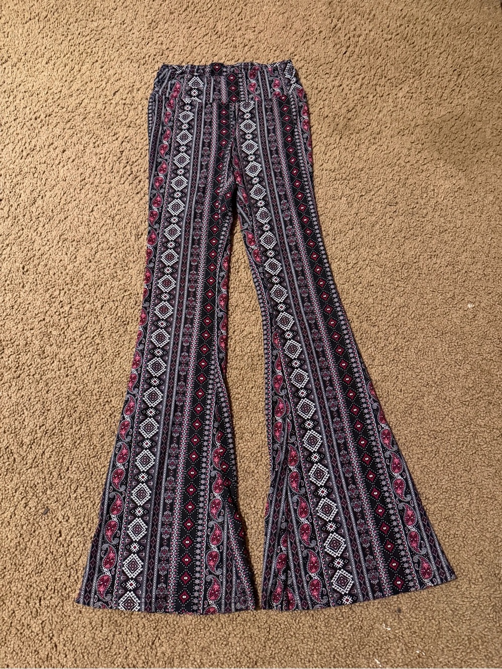 No Boundaries Black and Pink Boho Bootcut Pants